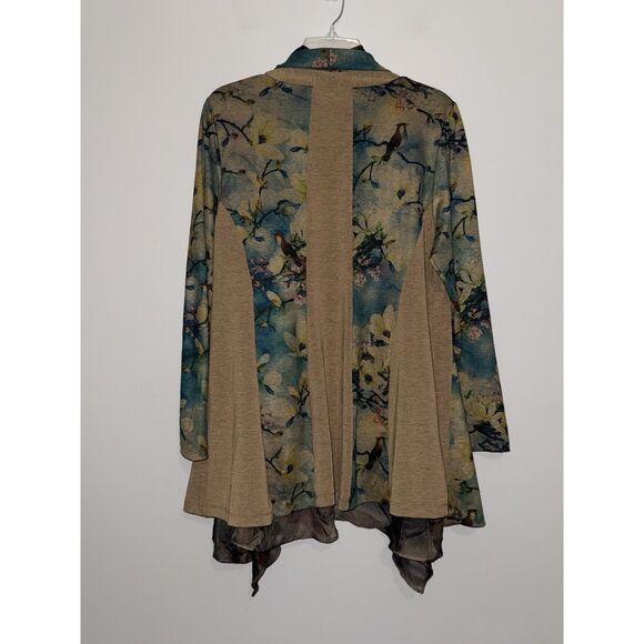Soft Surroundings Floral Tea Garden Topper Tiered Cardigan Sweater Bird Boho LP - Picture 5 of 16